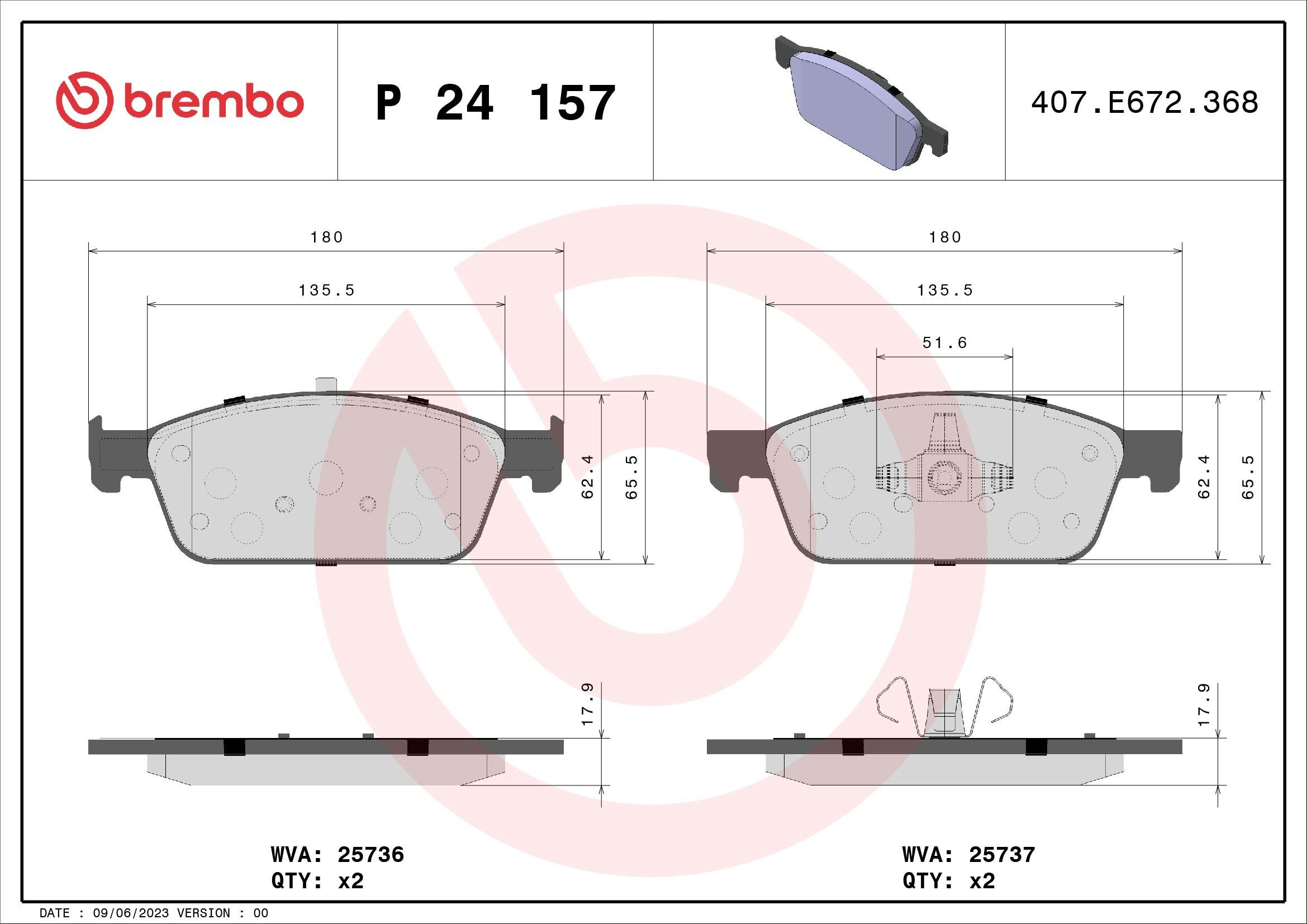 BREMBO Brake pad set, disc brake 25736 buy online