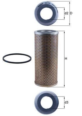 72553292 MAHLE ORIGINAL Filter Insert Inner Diameter 2: 33mm, Ø: 69,8mm, Height: 152,0mm Oil filters OX 50D buy