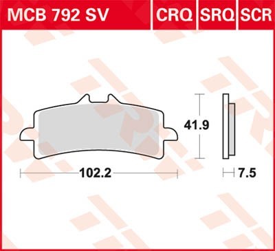 TRW Sinter Carbon Racing Height: 41,9mm, Width: 102,2mm, Thickness: 8,1mm Brake pads MCB792SCR buy