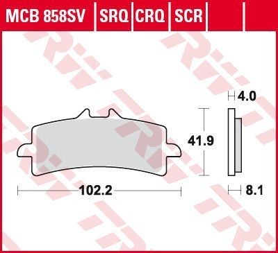 Motorrad TRW Sinter Carbon Racing Höhe: 41,9mm, Breite: 102,2mm, Dicke/Stärke: 8,1mm Bremsbeläge MCB858SCR günstig kaufen