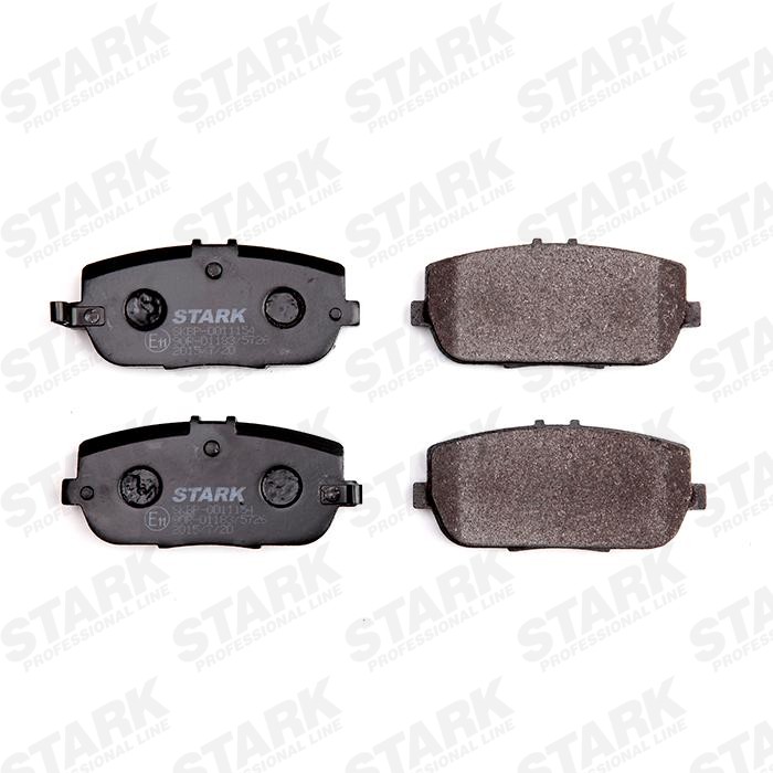 STARK SKBP-0011154 Brake pad set Rear Axle, incl. wear warning contact, with adhesive film, with accessories