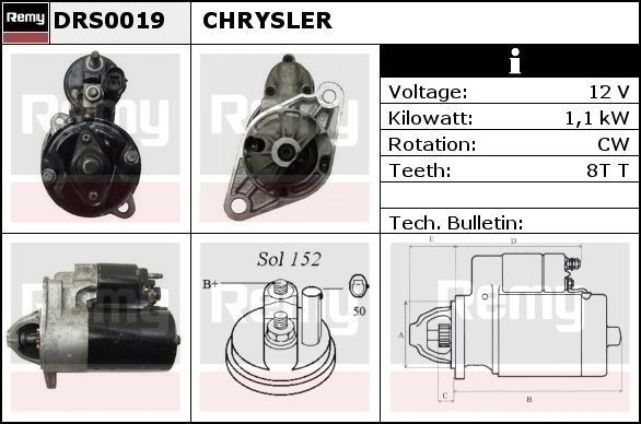DELCO REMY DRS0019 Starter motor CHRYSLER experience and price