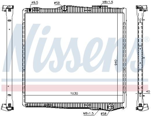 NISSENS Aluminium, 940 x 1050 x 40 mm, with frame, Brazed cooling fins Radiator 67290 buy