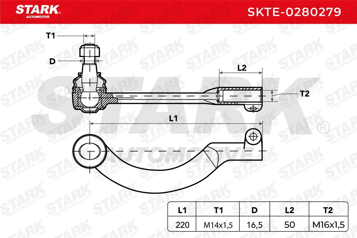 STARK SKTE-0280279 Track rod end M14X1.5, outer, Right, Front Axle