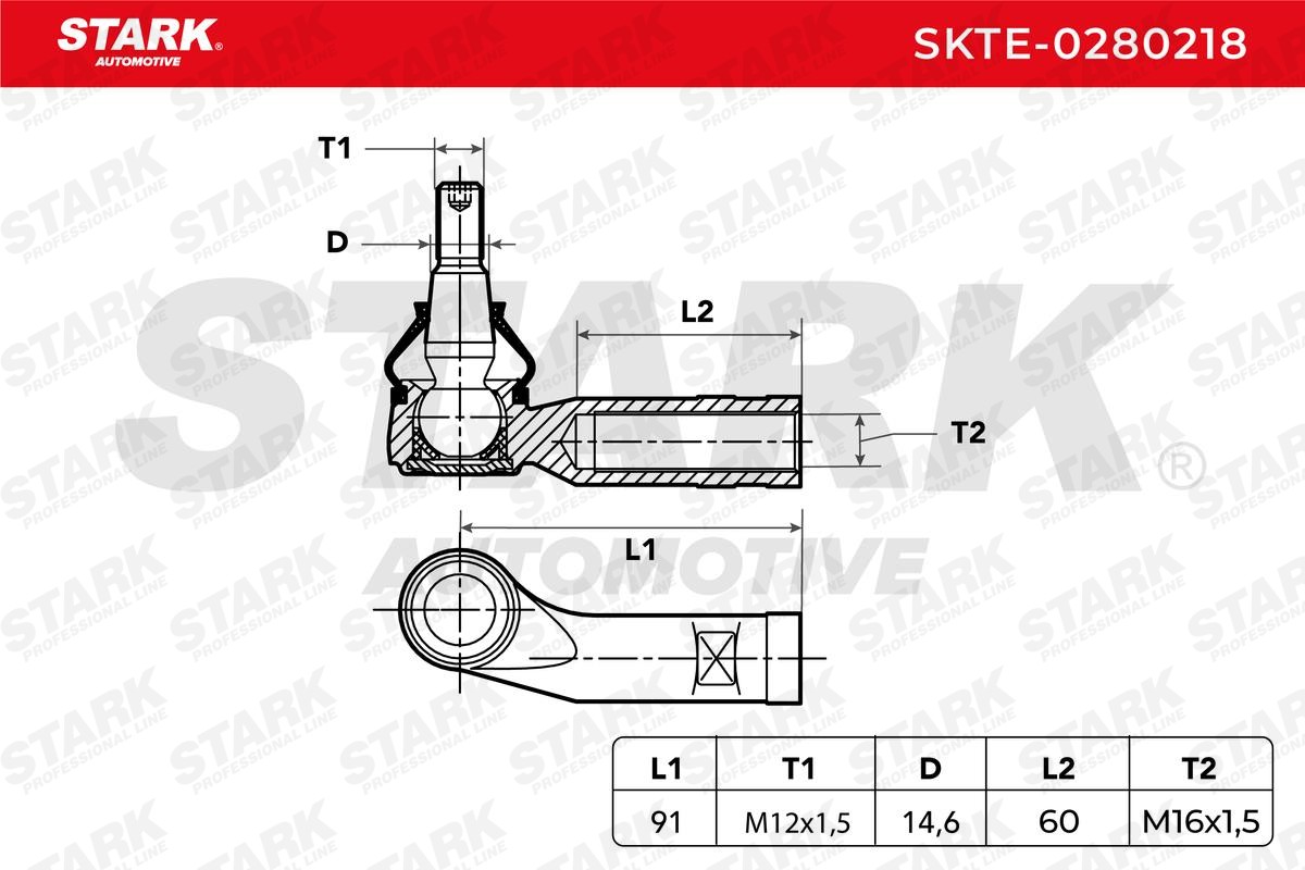 STARK SKTE-0280218 Track rod end M12X1.5, outer, Right, Front Axle