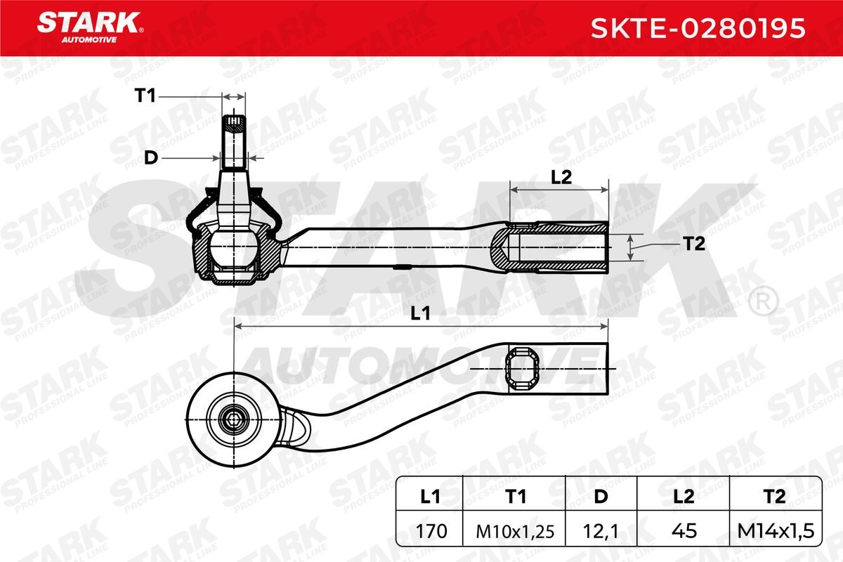 STARK SKTE-0280195 Track rod end M10X1.5, outer, Right, Front Axle