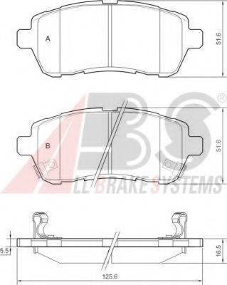 A.B.S. Height 1: 51,6mm, Width 1: 125,6mm, Thickness 1: 16,5mm Brake pads 37656 buy