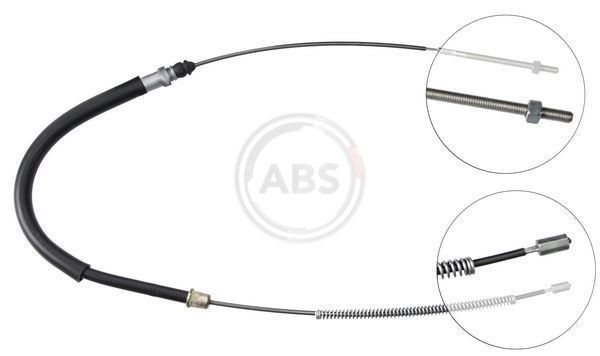 A.B.S. K12207 Hand brake cable 855mm, Drum Brake, for left-hand/right-hand drive vehicles