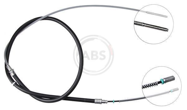 A.B.S. K12826 Hand brake cable 1624mm, Drum Brake, for left-hand/right-hand drive vehicles
