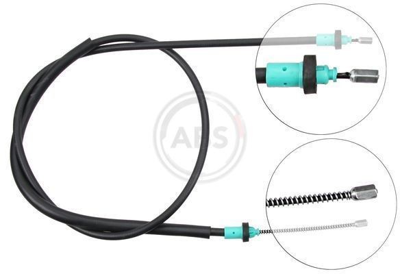 A.B.S. K13606 Hand brake cable 1658mm, Drum Brake, for left-hand/right-hand drive vehicles