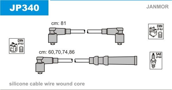 Original JANMOR Ignition cable set JP340 for MAZDA MX-6