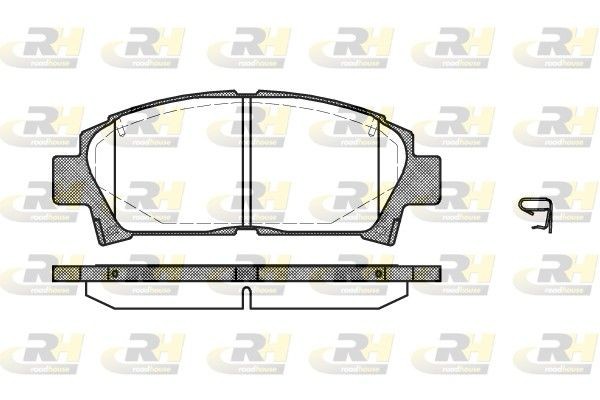ROADHOUSE 2427.02 Brake pad set Front Axle, incl. wear warning contact, with adhesive film, with accessories, with spring