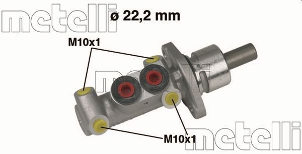 METELLI 05-0302 Brake master cylinder D1: 22,20 mm, Aluminium