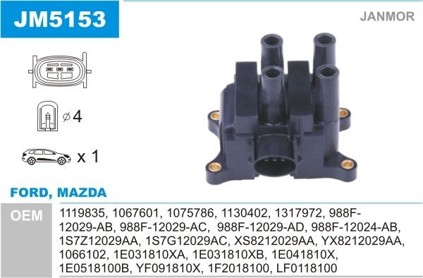 Mazda 323 Engine coil pack 7729586 JANMOR JM5153 online buy
