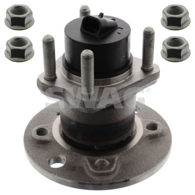 40 90 2843 SWAG Wheel bearings OPEL Rear Axle Left, Rear Axle Right, without stop function, Wheel Bearing integrated into wheel hub, with wheel hub, 136, 56,5 mm, Angular Ball Bearing