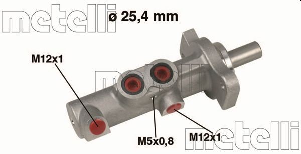 METELLI 05-0425 Brake master cylinder D1: 25,40 mm, Aluminium