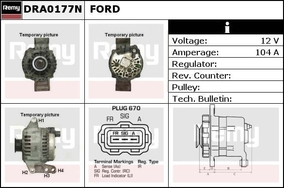 Ford FOCUS Alternators 7733536 DELCO REMY DRA0177N online buy