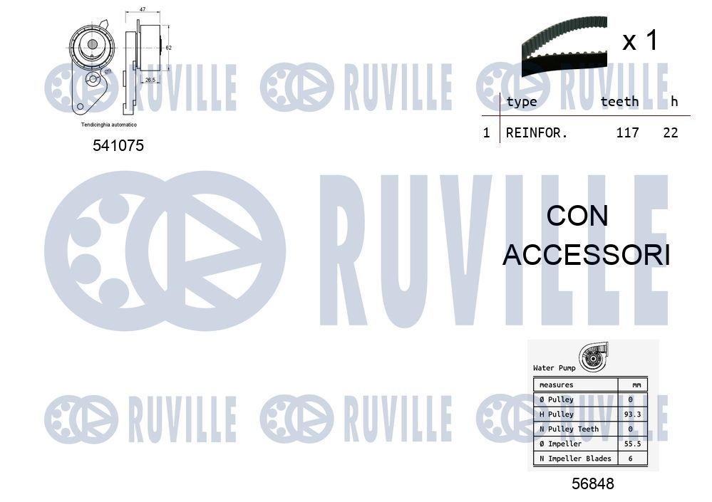 Great value for money - RUVILLE Deflection / Guide Pulley, v-ribbed belt 57518