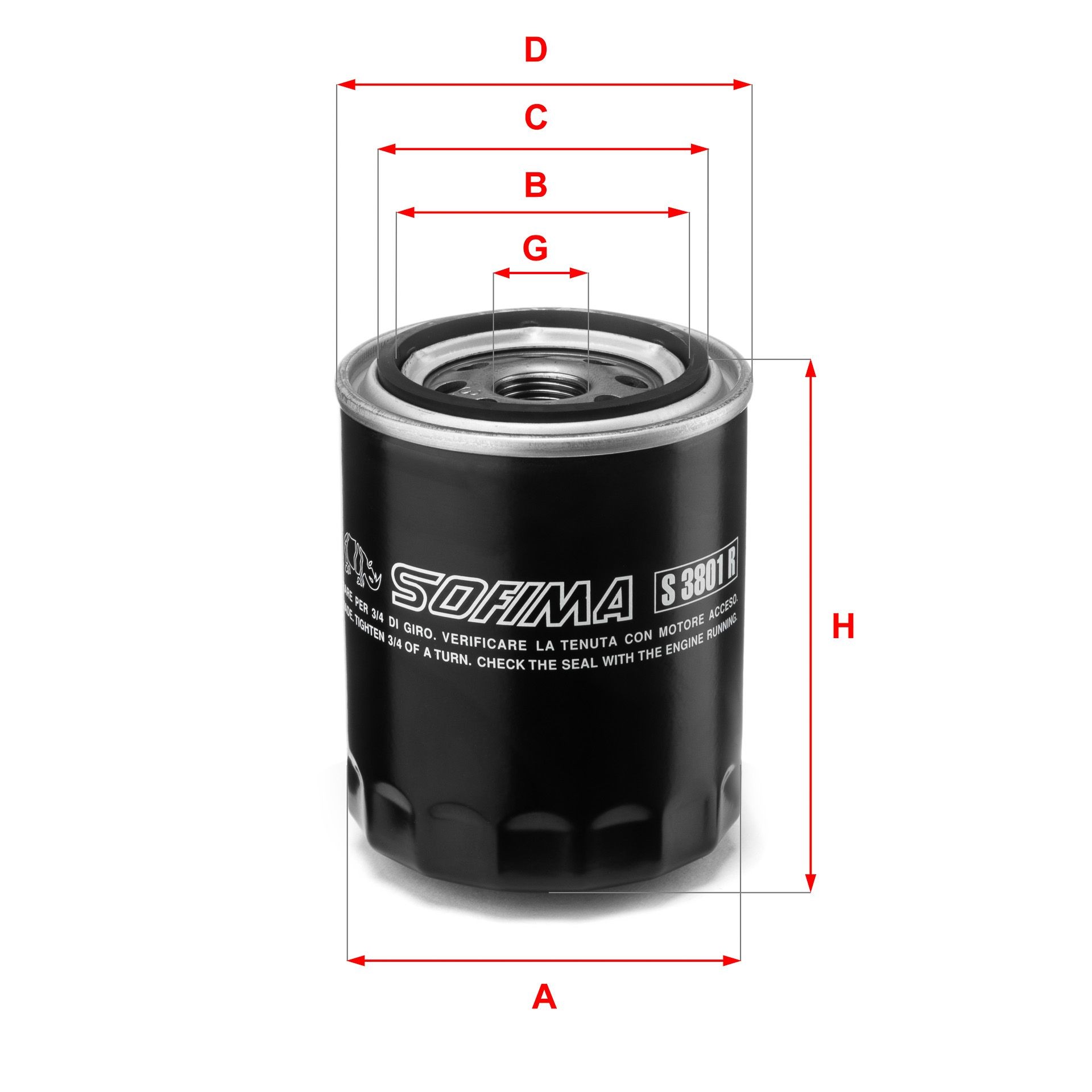 SOFIMA 3/4-16 UNF, with one anti-return valve, Spin-on Filter Inner Diameter 2: 55mm, Outer Diameter 2: 64mm, Ø: 80, 83,5mm, Height: 106,5mm Oil filters S 3801 R buy