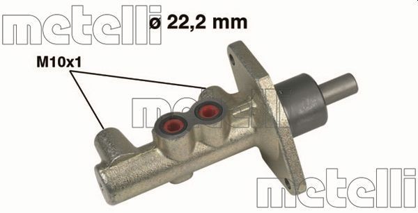 METELLI 05-0261 Brake master cylinder D1: 22,20 mm, Cast Iron