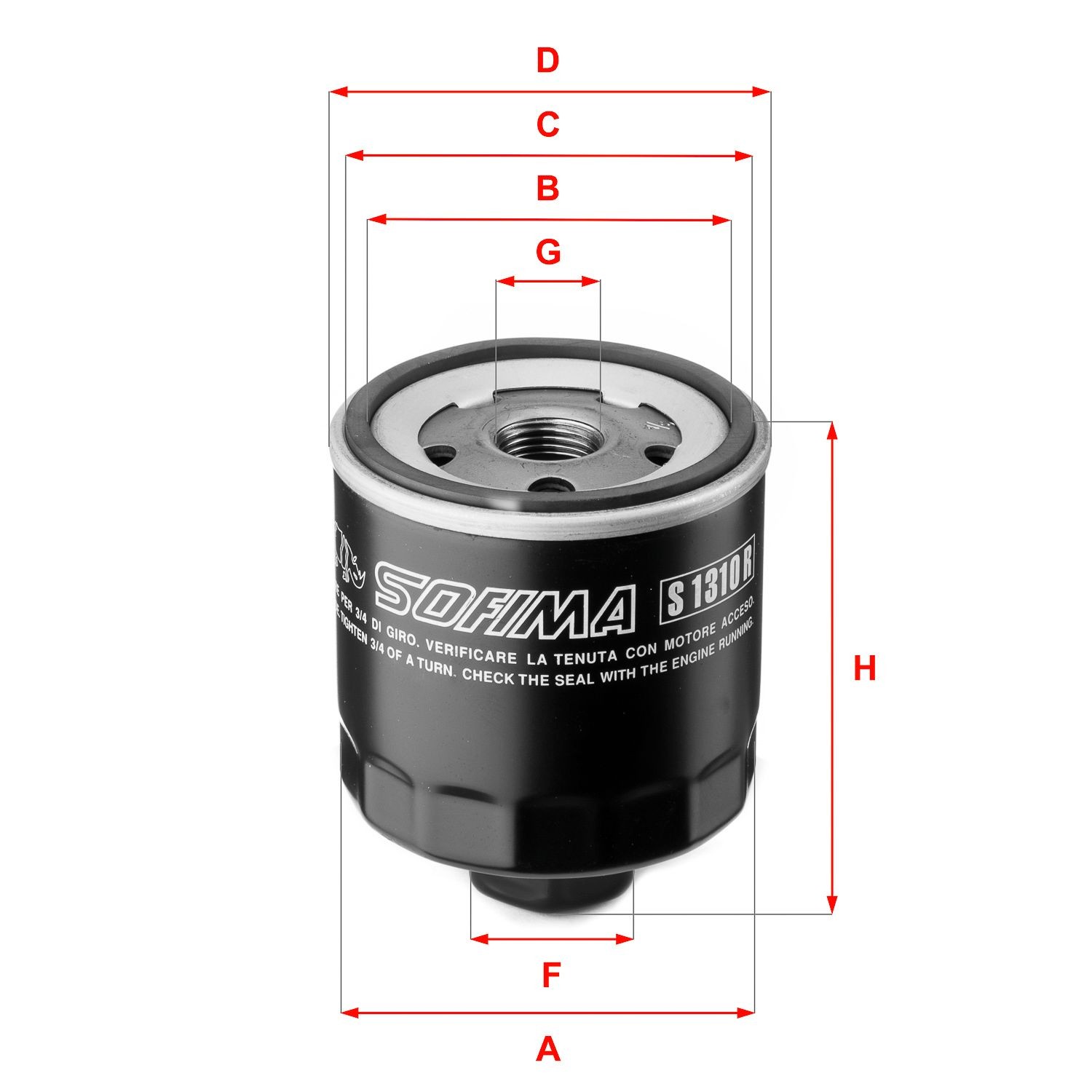SOFIMA S 1310 R Oil filter 3/4-16 UNF, with one anti-return valve, Spin-on Filter