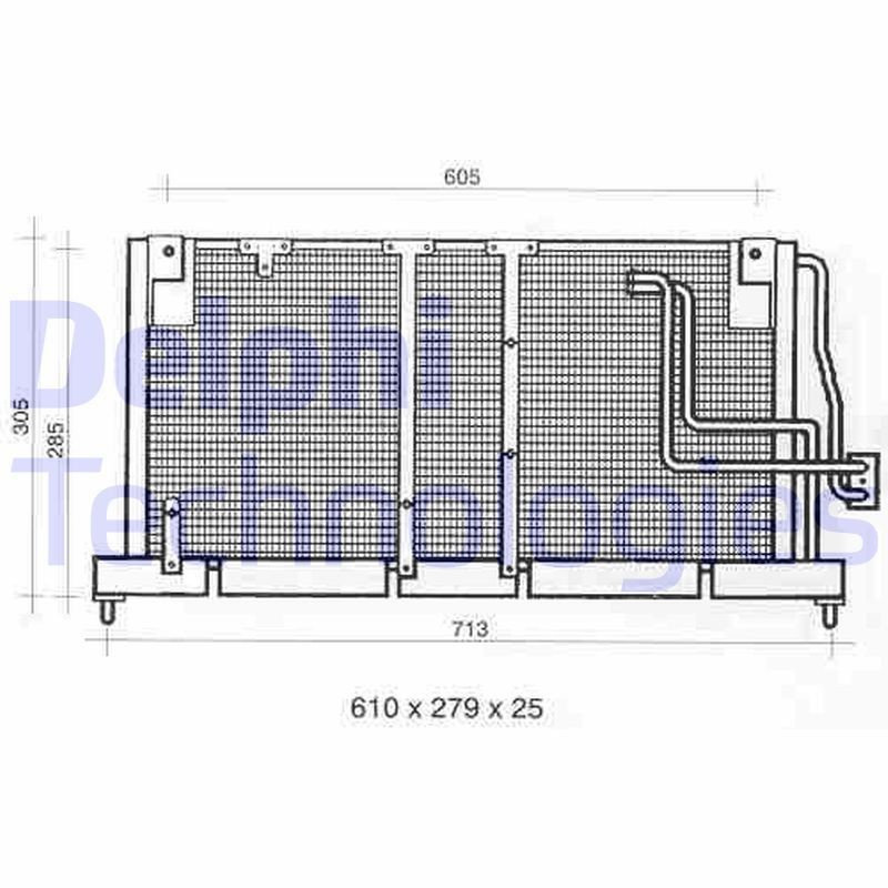 DELPHI 25mm, 279mm, 610mm Core Dimensions: 25mm Condenser, air conditioning TSP0225354 buy