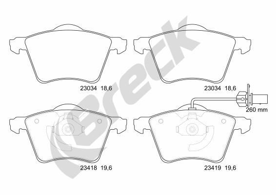 BRECK 23418 00 703 10 Brake pad set incl. wear warning contact, with integrated wear sensor, with accessories
