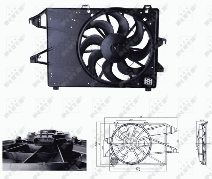 Original NRF Radiator cooling fan 47679 for FORD MONDEO
