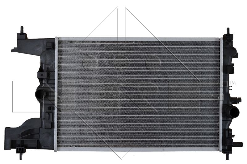 NRF 53155 Engine radiator Aluminium, 580 x 382 x 16 mm, with bore for sensor, Brazed cooling fins