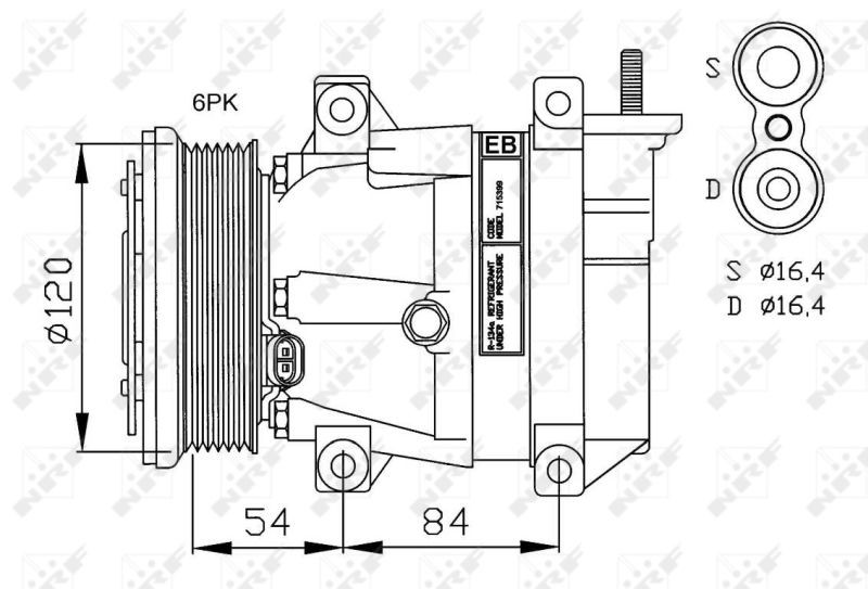 Chevrolet LACETTI Air conditioning compressor NRF 32484G cheap