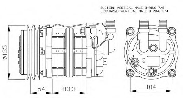 NRF DKS15CH, PAG 150, R 134a, with PAG compressor oil Belt Pulley Ø: 135mm, Number of grooves: 2 AC compressor 32035G buy