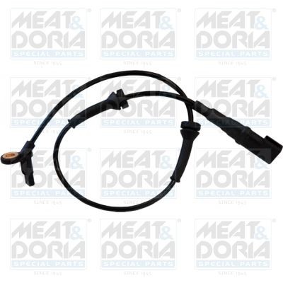 MEAT & DORIA 90093 ABS sensor Front Axle Right, Front Axle Left, Hall Sensor, 2-pin connector, 610mm, 25mm, black, D Shape