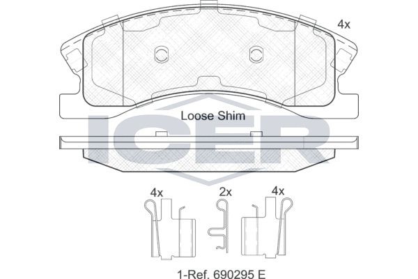 182075 ICER Brake pad set JEEP Axle Vers.: Front