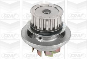 GRAF PA409 Water pump Number of Teeth: 21, with seal ring, Mechanical, Metal, Water Pump Pulley Ø: 62,3 mm, for timing belt drive