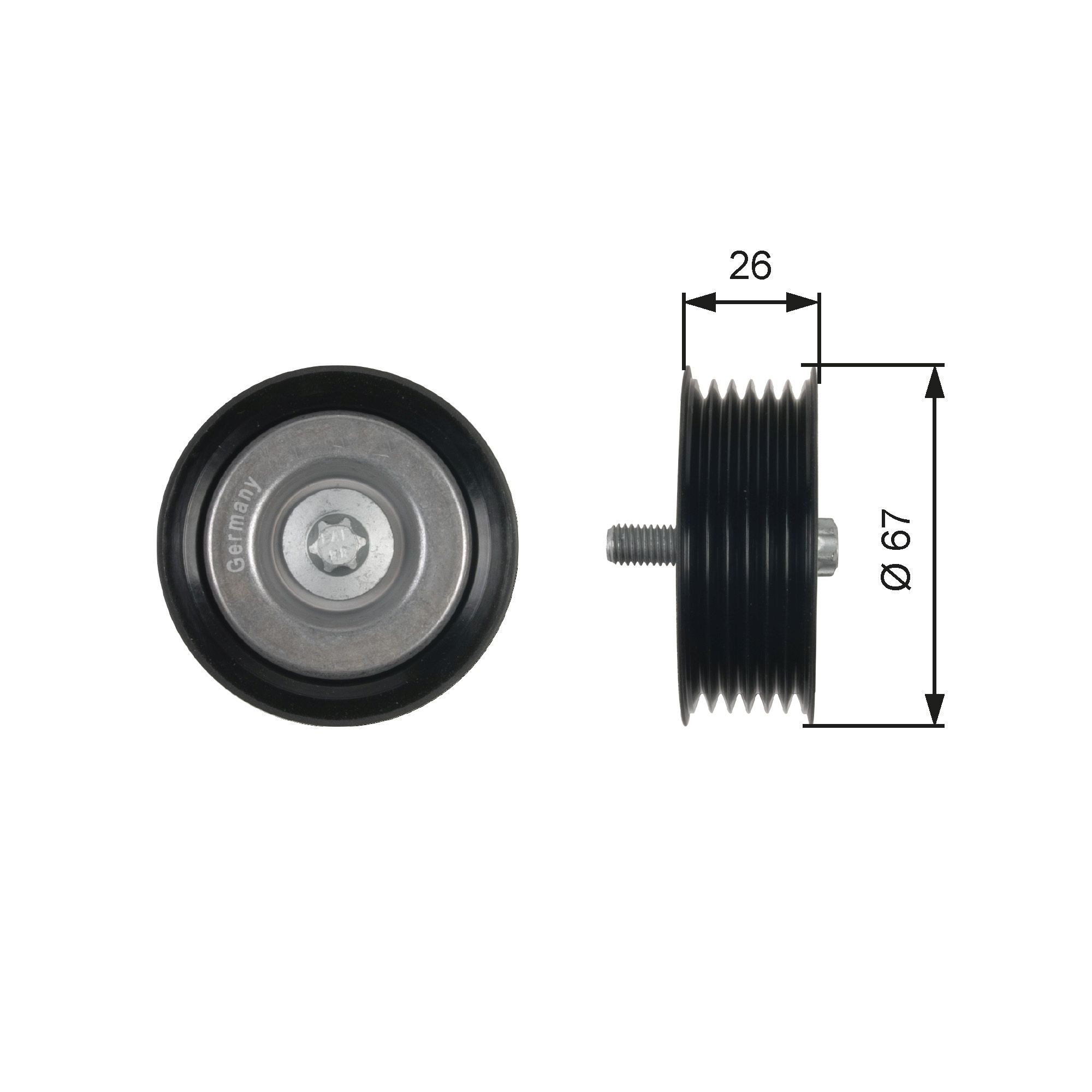 7803-21538 GATES PowerGrip™, with grooves Ø: 65mm Deflection / Guide Pulley, v-ribbed belt T36438 buy