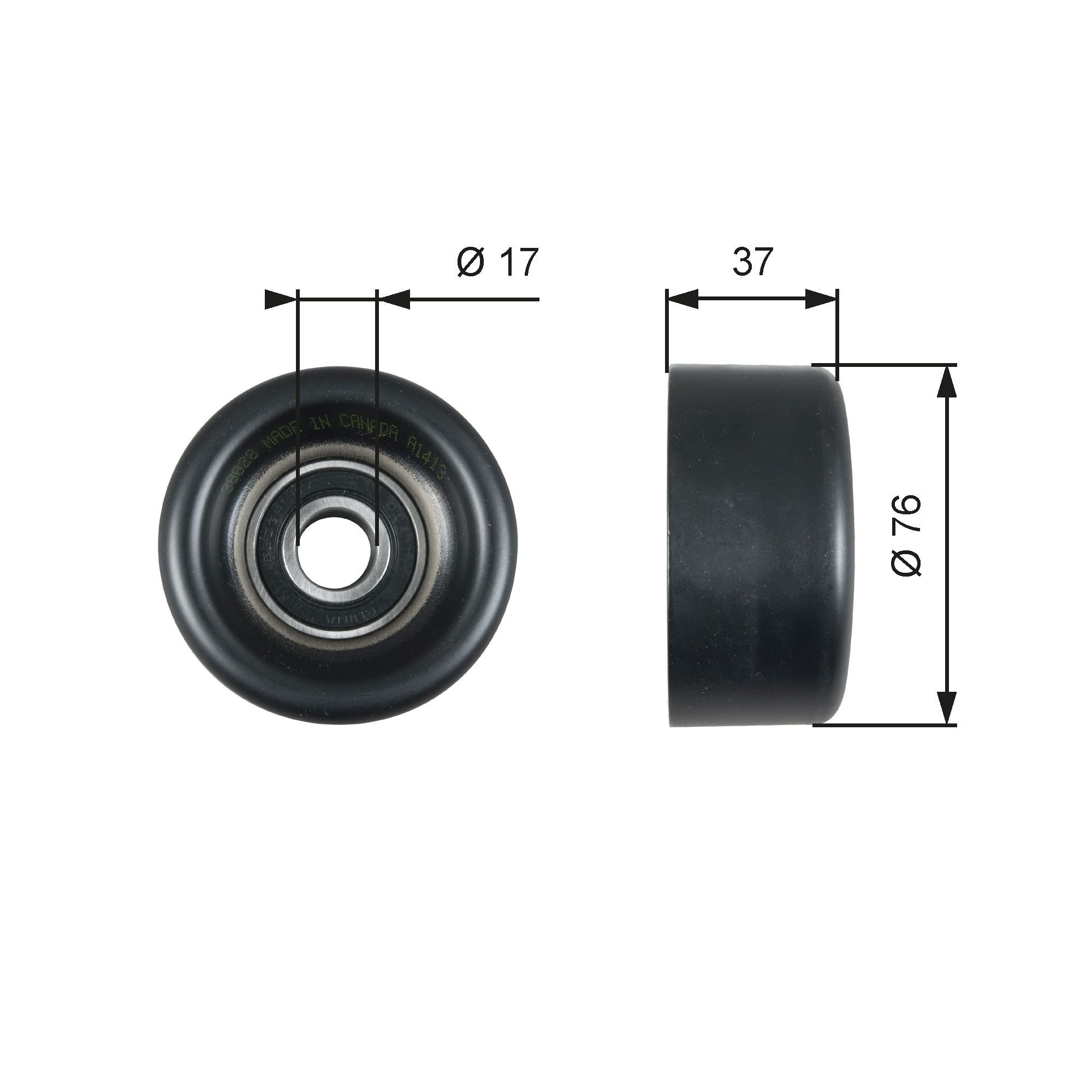 T38028 Deflection / Guide Pulley, v-ribbed belt T38028 GATES PowerGrip™