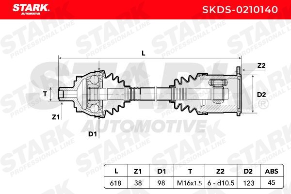 Drive shaft SKDS-0210140 from STARK