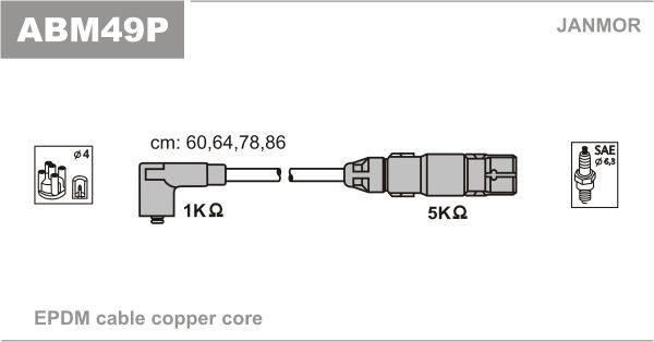 Spark plug wire JANMOR - ABM49P