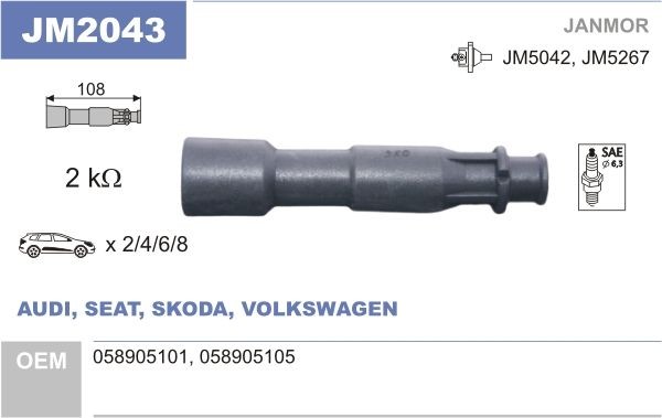 Audi Plug, coil JANMOR JM2043 at a good price