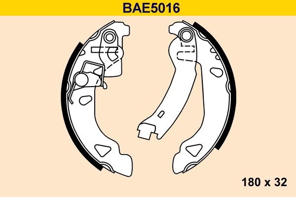 Barum BAE5016 Brake Shoe Set 180 x 32 mm, with lever, with automatic adjustment