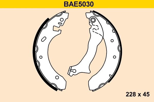 Brake shoe set Barum 228 x 45 mm, with lever - BAE5030