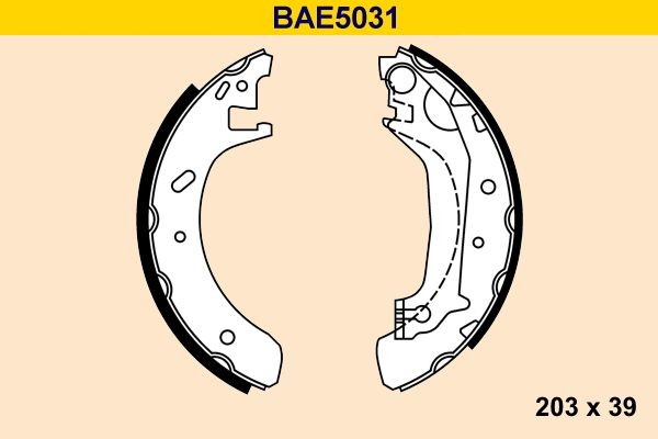 Brake shoe set Barum 203 x 39 mm, with lever - BAE5031
