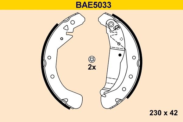 Drum brake shoe support pads Barum 230 x 42 mm, with lever - BAE5033