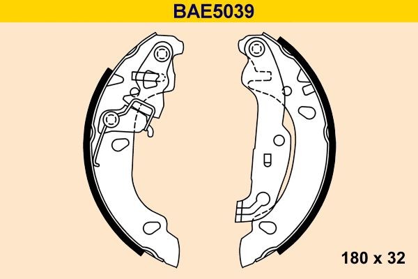 Drum brake pads Barum 180 x 32 mm, with lever - BAE5039