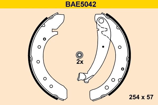 Brake shoe kits Barum 254 x 57 mm, with lever - BAE5042