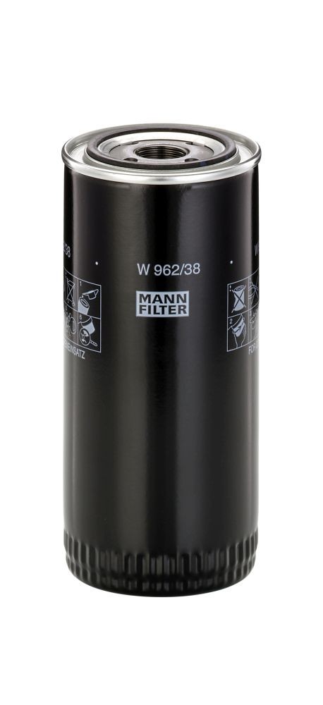 MANN-FILTER W 962/38 Oil filter 1-12 UNF- 1B, with one anti-return valve, Spin-on Filter