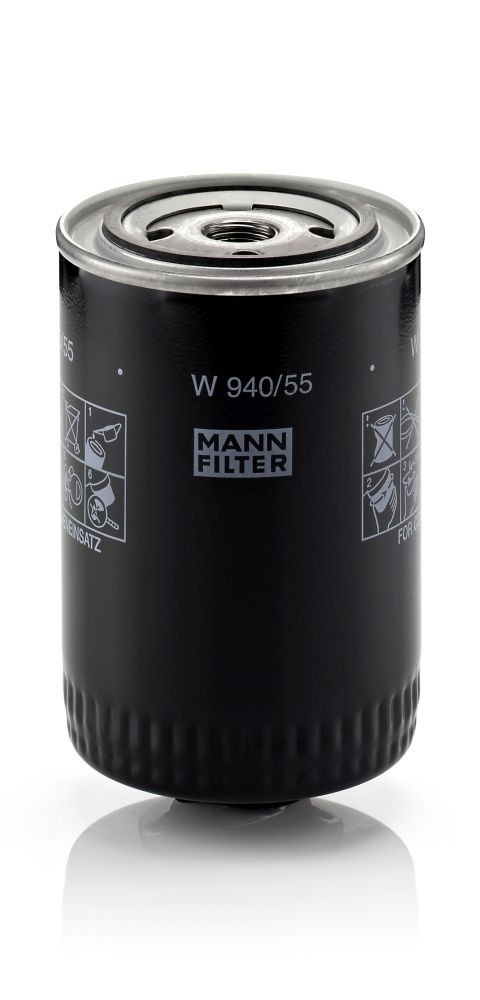 MANN-FILTER W 940/55 Oil filter 3/4-16 UNF, with one anti-return valve, Spin-on Filter