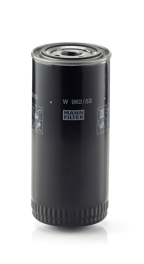 MANN-FILTER 1-12 UNF- 2B, with two anti-return valves, Spin-on Filter Ø: 93,3mm, Height: 210,5mm Oil filters W 962/53 buy
