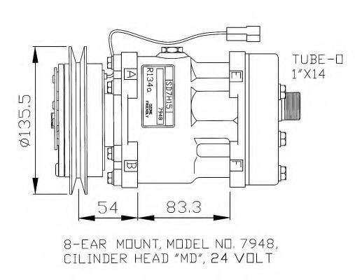 NRF SD7H15-7948, PAG 100, R 134a, mit PAG-Kompressoröl Riemenscheiben-Ø: 136mm, Anzahl der Rillen: 1 Klimakompressor 32074G kaufen