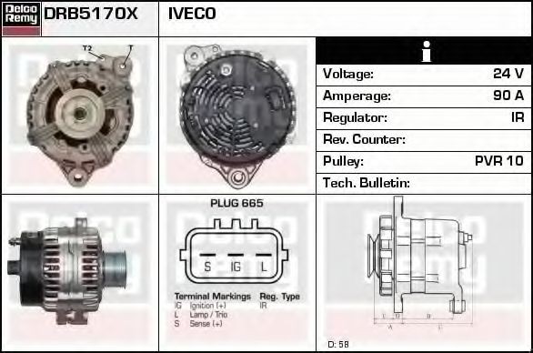 DELCO REMY DRB5170X Lichtmaschine für IVECO EuroTech MH LKW in Original Qualität